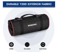WORKPRO Tool Roll Bag, Multi-Purpose Tool Bag with 2 Detachable Pouches and 4 Zipper Tool Pouches, 720D Heavy Duty Tool Roll Organiser, Ideal for Storing Screwdrivers, Wrenches, Screws, nuts