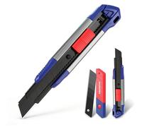 WORKPRO Utility Knife Set, 2-Pack 18 mm Aluminum Box Cutters with Black-Coated SK5 Snap-Off Blades, Includes 10 Replacement Blades