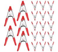WORKPRO W001401A 20-Piece Metal Spring Clamps with Rubber Coated Tipped Grip for Market Stall, Red