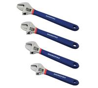 WORKPRO W003205 Adjustable Wrench Set, Chrome Vanadium Steel Construction, Comfort Non-Slip Handles, (4 Pack), Zinc