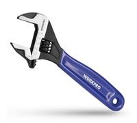 WORKPRO Wide Mouth Adjustable Wrench and Pipe Wrench, 150mm Metric Adjustable Spanner with Bi-Material Soft Grip