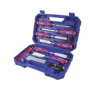 WORKPRO Wood Chisel Set, 10 Pieces Chisel Set with 6 to 38mm Chisels, Sharpening Stone, Honing Guide and Storage Case, Cr-V Bevel Edge Chisels with Ergonomic Handle for Woodworking and DIY