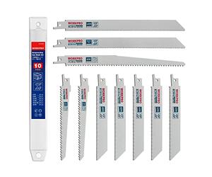 WORKPRO WORKPRO 10-Piece 150/230 mm Bi-Metal Reciprocating Saw Blades Set with HSS Teeth, 6-18 TPI & 10/14 Variable TPI, Wood & Metal Cutting, Heavy Duty, Universal Fit