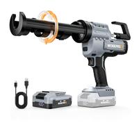 WORKPROX 20 V Cordless Caulking Gun, 5500 N, 6-Speed Flow Control, 300 ml | 5500N Max Thrust, 6 Speeds (30-450mm/min), 5mm Auto-Retract for Reduced Dripping, 30W USB Power Output, LED Work Light