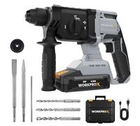 WORKPROX 20 V Cordless Hammer Drill, 2.0 J Brushless SDS Drill with 4 Functions, 4.0 Ah Battery, 360° Auxiliary Handle & LED Light, Rotary Hammer Drills for Concrete, Steel, Wood, Brick, Masonry