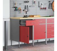 Workshop Cabinet Red 100x55x85cm Engineered Wood & Steel 2-Drawer Industrial XL