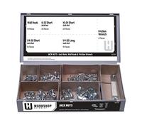 Workshop Hardware Fastener Assortment Kit, Jack Nut, Wall Hook, and Friction Wrench Set, 87 Piece Variety