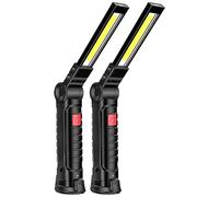 Workshop Lamp LED Work Light Battery: LED Lamp Workshop COB Inspection Lamp Hand Lamp Torch with Magnet and Hook 5 Light Modes 360° Rotatable for Car Repair, Workshop, Camping (Pack of 2)