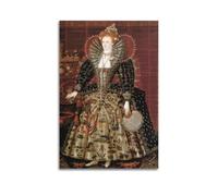 Workshop of Nicholas Hilliard Painter Work Posters《The Hardwick Hall Portrait of Elizabeth I》 Cool Artworks Painting Wall Art Canvas Prints Hanging Picture Home Decors Idea 08x12inch(20x30cm)