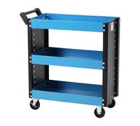 Workshop Tool Cart with Handle, 3 Storage Trays and Plastic Wheels