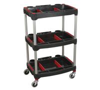 Workshop Trolley 3-Level Composite with Parts Storage - Sealey CX313 New