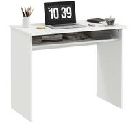 HOMCOM Computer Desk Writing Table Study Workstation Storage White Wood Grain