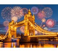 WorksyZen Magic Serene Moonlight Beach 5D Diamond Painting | Calming Night Scene with Ocean Waves, Rocks & Distant Lights | Seaside Full Drill DIY Wall Art for Relaxation (London Tower Bridge)