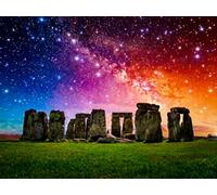 WorksyZen Magic Serene Moonlight Beach 5D Diamond Painting | Calming Night Scene with Ocean Waves, Rocks & Distant Lights | Seaside Full Drill DIY Wall Art for Relaxation (Stonehenge)