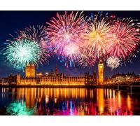 WorksyZen Magic Serene Moonlight Beach 5D Diamond Painting | Calming Night Scene with Ocean Waves, Rocks & Distant Lights | Seaside Full Drill DIY Wall Art for Relaxation (Houses of Parliament)