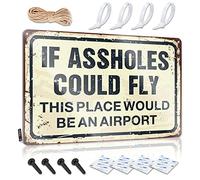 Worktin Sign If Assholes Could Fly This Place Would Be An Airport Metal Sign Girl Cave Metal Sign Garage Decore (Size : 20X30CM)