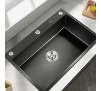 Worktop-Mounted Kitchen Basin 75x45cm - Embedded Sink for Home Use, Ideal for Kitchen Remodeling, Space-Saving Design, Easy to Clean, Modern Style