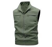 Workwear Gilet Men,Solid Color V Neck Sleeveless Zipper Sport Fitness Jacket,Mens Summer Outdoor Casual Breathable Gilets Fishing Photography Hiking Climbing Bodywarmers Vest with Pockets Coat M-4XL
