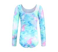 Workwear Overalls-Gymnastics Leotards Dance Outfits Long Sleeves Tumbling Bodysuits Sparkly Rainbow Rhinestone Dancewear