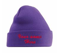 Workwear World Custom Embroidered Personalised Turn Up Cuff Acrylic Woolly Beanie Ski Hat with Stitched Name Design (Purple)
