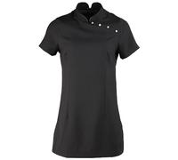 Workwear World June Oriental Feature Button Beauty Tunic Uniform For Therapist Nail Salon Spa (8) Black