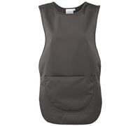 Workwear World Ladies Adjustable Stud Fastening Plain Polycotton Pocket Tabard for Cleaning, Hospitality, Healthcare (S, Dark Grey)