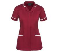 Workwear World Ladies Contrast Trimmed Rounded Revere Collar Healthcare Medical Dentist Vets Work Wear Tunic (22, Maroon/White)