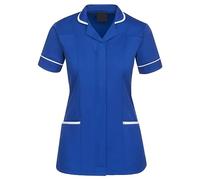 Workwear World Ladies Contrast Trimmed Rounded Revere Collar Healthcare Medical Dentist Vets Work Wear Tunic (22, Royal/White)