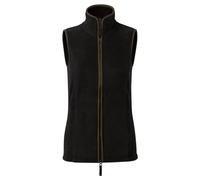 Workwear World Ladies Country Outdoor Farmer's Contrast Bound Full Zip Fleece Gilet (UK, Alpha, 3XL, Regular, Regular, Black/Brown)