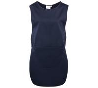 Workwear World Ladies Longline Adjustable Stud Fastening Longer Length Plain Polycotton Pocket Tabard for Cleaning, Hospitality, Healthcare (UK, Alpha, M, Regular, Regular, Navy)