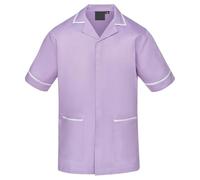 Workwear World Mens Contrast Trimmed Healthcare Medical Dentist Vets Work Wear Zip Front Tunic (UK, Alpha, M, Regular, Regular, Lilac/White)