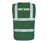 Workwear World Paramedic Green Hi Viz Enhanced Visibility 'First Aider' Printed Vest Waistcoat (S)