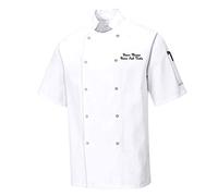 Workwear World Personalised Unisex Short Sleeve Stud Fastening Chef Jacket with Custom Embroidered Name (XL, White)