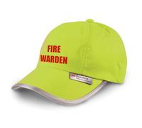 Workwear World Printed 'Fire Warden' Site Safety Officer Fluorescent Yellow Hi Visibility Reflective Trimmed Baseball Cap Hat