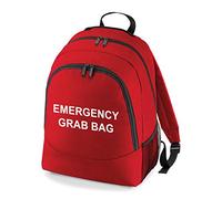 Workwear World Printed Red Emergency Grab Bag Backpack Rucksack For Home, Office, School and Work