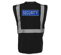 Workwear World Printed Reflective 'Security' Badge Doorman Bouncer SIA Enhanced Viz Visibility Executive Zip Vest (M) Black