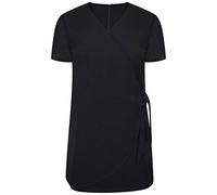 Workwear World Protea Faux Wrap Crossover Beauty Salon Spa Work Wear Tunic with Side Tie Detail (Black, 18)