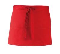 Workwear World Spectrum Collection 3 Pocket Kitchen Hospitality Catering Bar Service Short Waist Apron (Red)