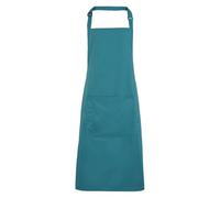 Workwear World Spectrum Collection Adjustable Halter Neck Kitchen Hospitality Catering Bar Service Bib Apron with Front Pocket (Teal)