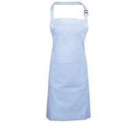 Workwear World Spectrum Collection Adjustable Halter Neck Kitchen Hospitality Catering Bar Service Bib Apron with Front Pocket (Light Blue)