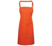 Workwear World Spectrum Collection Adjustable Halter Neck Kitchen Hospitality Catering Bar Service Bib Apron with Front Pocket (Orange)