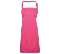 Workwear World Spectrum Collection Adjustable Halter Neck Kitchen Hospitality Catering Bar Service Bib Apron with Front Pocket (Hot Pink)