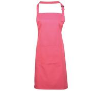 Workwear World Spectrum Collection Adjustable Halter Neck Kitchen Hospitality Catering Bar Service Bib Apron with Front Pocket (Fuchsia)