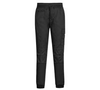 Workwear World Unisex Slim Fit Breathable Mesh Panelled Drawcord Elasticated Waist Chef Stretch Joggers Trousers (UK, Alpha, S, Slim, Regular, Black)