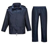 Workwear World WW104 Work Wear Leisure Hiking Walking Two Piece Rain Suit Set Waterproof Jacket & Over Trousers (3XL) Navy