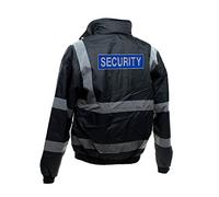 Workwear World WW154 Printed Reflective Security Badge Doorman Bouncer SIA Site Enhanced Viz Visibility Bomber Jacket Coat (XL, Black)