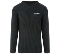 Workwear World WW162 Embroidered 'Security' Classic V Neck NATO Knitted Epaulette Workwear Sweater Jumper (Black, L)