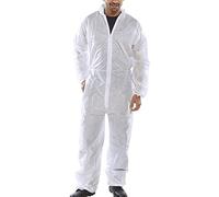 Workwear World WW208 Disposable White Boiler Suit Protective Zipped Coverall With Hood Sizes M-XXL (L)