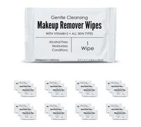 World Amenities - Bulk Makeup Remover Wipes | 50 Count | Individually Wrapped Gentle Cleansing Alcohol Free - All Skin Types - Vitamin E - 100%