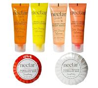 World Amenities Nectar Mini Travel Size Toiletries Bathroom Kit | Sweet Orange Blossom| Shampoo, Conditioner, Body Wash, Lotion, Two Round Cleansing Bars and Body Bar
